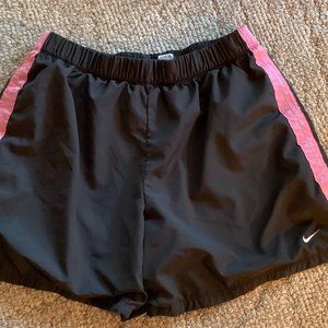 Nike Performance Shorts - Gray w/pink stripes - Size L (12-14)